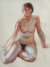 GROSSE KREIDEZEICHNUNG ZEICHNUNG AUF PAPIER FRAU EROTIK AKT 42x59cm STUDIE