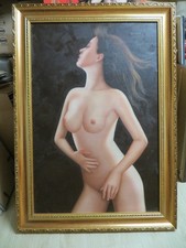Ölgemälde , Akt, nude painting, femme nu, Rahmen 74 x 104,5 cm - (Bild 60x90 cm)