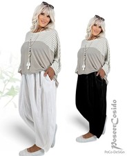 Italy Leinen Ballonhose Hose LAGENLOOK 46 48 50 52 54 56 58 schwarz weiß