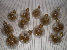 Alter DDR Christbaumschmuck Weihnachtskugeln 12 Stück, transparent mit Tinsel