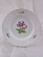 Meissen Teller "Durchbruchteller Bunte Blumen" Streublumen 21 cm mit Goldrand