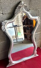 Wunderschöne Antik Barock Holzrahmen  Wandspiegel Farbe Silber 120 cm Hoch