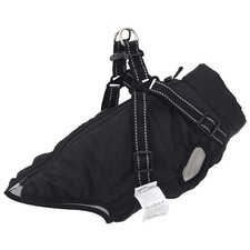 Hundemantel Mit Geschirr Wasserdicht Reflektierend Schwarz XL B-Ware