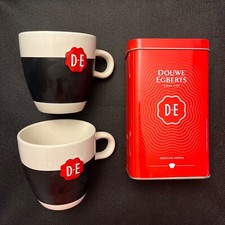 2 x Douwe Egberts Kaffeebecher Becher Kaffeetasse Keramik Holland + Blechdose