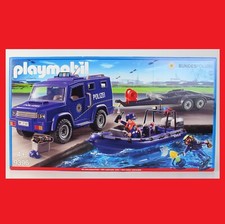 Playmobil 9396 Bundespolizei Truck mit Schnellboot Polizeiauto Anhänger SEK NEU