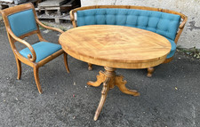 Antike Wiener Jugendstil Sitz Garnitur – Holz – Sofa Halbrund – Sessel Tisch