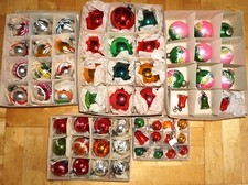 Christbaumkugeln Baumbehang bunt 60x Christbaumschmuck DDR GLAS ALT /P10.9/5