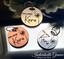HUNDEMARKE + Gravur individuell 1+2 Seitig Gravur Hund Katze  Gold Silber Kupfer