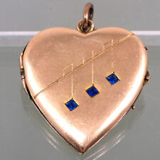 Jugendstil Herz Medaillon ° Gold Double ° Anhänger GILDED LOCKET ° VERGOLDET