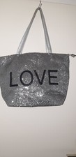 Damen Shopper Silber glitzer