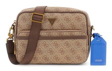 GUESS Milano Crossbody Double Zip Bag Umhängetasche Tasche Beige / Brown Neu