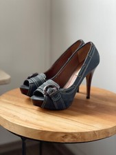 ZARA Schuhe Leder  High Heels Plateau Pumps Peeptoe Gr. 38 blau 1x getragen