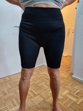 Damen Leggings Kurz Sommer Stretch Gr. XL 40 Schwarz Sport Highwaist