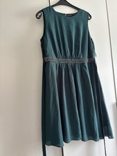 Damen Kleid 44 46 48 Bpc Selection Grün Glitzer Perlen Gürtel Knielang Abendmode