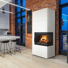 Kamineinsatz KRATKI Simple Box 8 kW Ø200 Weiß, Holzofen modern BImSchV 2 konform