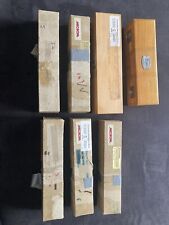 9x MIKROTOM-MESSER / Mikrotomklingen 2x 14cm, 7x 18cm, in Holz-Box - DDR JUNG