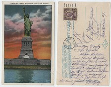 55103 - Statue of Liberty at Sunrise - New York Harbor - AK, gelaufen 30.6.1927