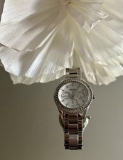 Fossil Armbanduhr Damenuhr - Edelstahl Silber Glitzersteine Quarz. Top Zustand