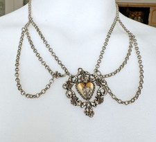 Vintage Trachtenkette Kropfkette Grandel Design Modeschmuck Kette 44,5 cm Choker