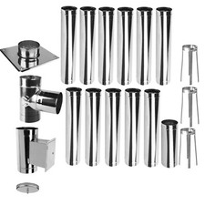 Edelstahl Schornstein Kamin Sanierung Bausatz Inox einwandig Abgasrohr Set EW3