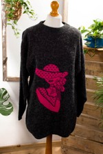 %SALE% Vintage orig 90er Pulli grau pink Langpulli Pullover vegan Oversize