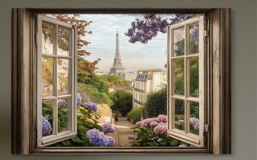 Fensterblick paris leinwand - fensterblick,
