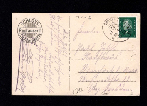 Bahnpost 1930 chemnitz - -, "chemnitz