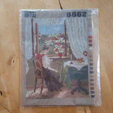 Gobelin Stickbild  25 x 20 cm Frau am Fenster  Vorlage ohne Garn