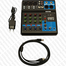 Bluetooth Mixer USB Live Studio Audio Mischpult DJ Konsole Verstärker M/5Kanal