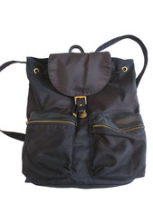 ESPRIT 80-90er? Handtasche Retro Rucksack-Tasche BackPack  mit Leder schwarz /21