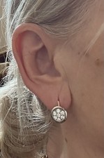 Antike Russische Brillant Ohrringe, Ohrhänger, 583 Rose‘ -/Weißgold