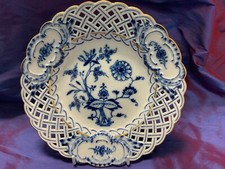 Meissen Zwiebelmuster Durchbruchteller mit Goldrand