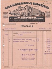 MANNHEIM, Rechnung 1926, Klussmann & Binder Glas-Porzellan-Steinzeug-Hotel-Gesch
