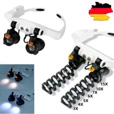 LED Uhrmacherlupe Lupenbrille Juwelier Lupe Brillenlupe Kopflupe 3x-25x Mod: SX