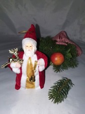 Christbaumschmuck Weihnachtsmann Glitzer roter Samt Rentier Vintage Handarbeit