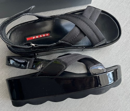 Prada plateau sandalen schwarz - prada, plateau-sandalen