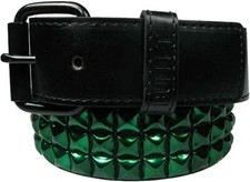 Herren Damen Metallic Grün 3 Reihen PVC Gürtel