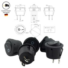 5x Mini Kippschalter Wippschalter Schwarz Rund 15mm 1 pol. 230V 6A KFZ 12V DC