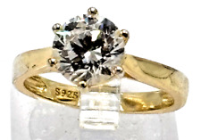 Eleganter Solitärring 0,925 Sterlingsilber vergoldet Zirkon