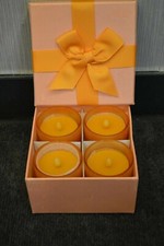 QVC flammenlose Echtwachskerzen Kerzen, flackerndes Licht in Geschenkbox Orange