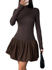 Damen Langarm Bubble Minikleid