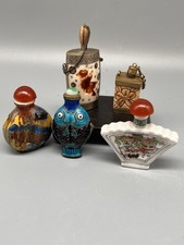 5x verschiedene chinesische Vintage-Schnupftabakflasche Emaille,Porzellan Knoche