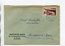 Saarland Brief EF Mi 330 St. Wendel 22.10.55 Gottfried Mays Schreinerei