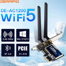 Derapid ac1200 wifi adapter bluetooth dual band 2,4 ghz/5ghz pcie drahtlose