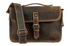 Alpenleder Leder Fototasche "Presse" Old Havanna 100% Büffelleder Echtleder