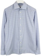 Eton Fine Twill Stretch Slim Formelle Shirt Herren (UK) 42 Cutaway Kariert Knopf