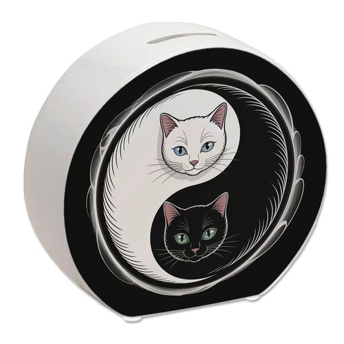 Katzen yin und yang spardose - yin,