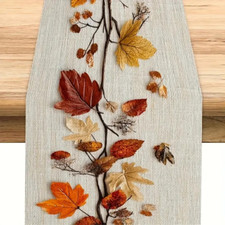 Tischläufer Herbstblätter Herbstlaub-Ranke 33x90 cm 2D Flach-Druck Leinenoptik