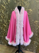 CAPE PONCHO UMHANG STOLA MIT FUCHS PELZ PELZ CAPE PELZ STOLA HELL PINK ROSA 