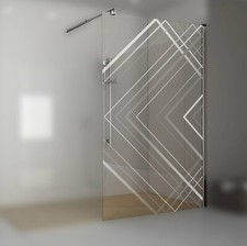 Walkin-Dusche Duschwand Lasergravur id004-F-dusche  mit Haltestange Edelstahl